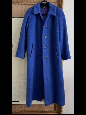 Loring 90% mohair wool vintage royal blue union made s 14 XL long coat classic